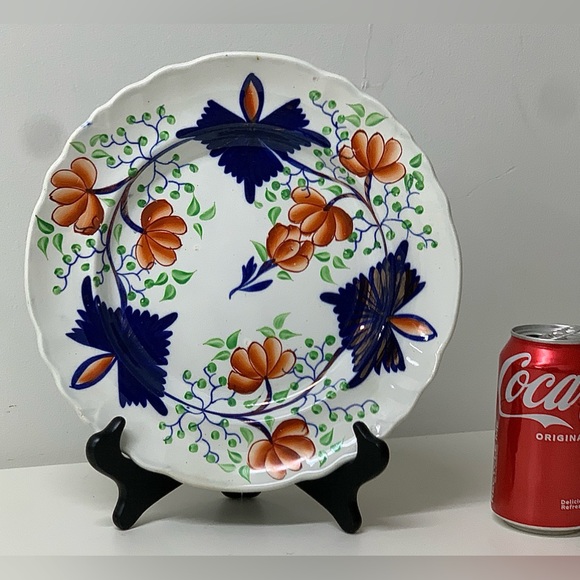 19th Century Antique Gaudy Welsh Butterfly Plate Eagle Marked for US Export - Picture 2 of 16